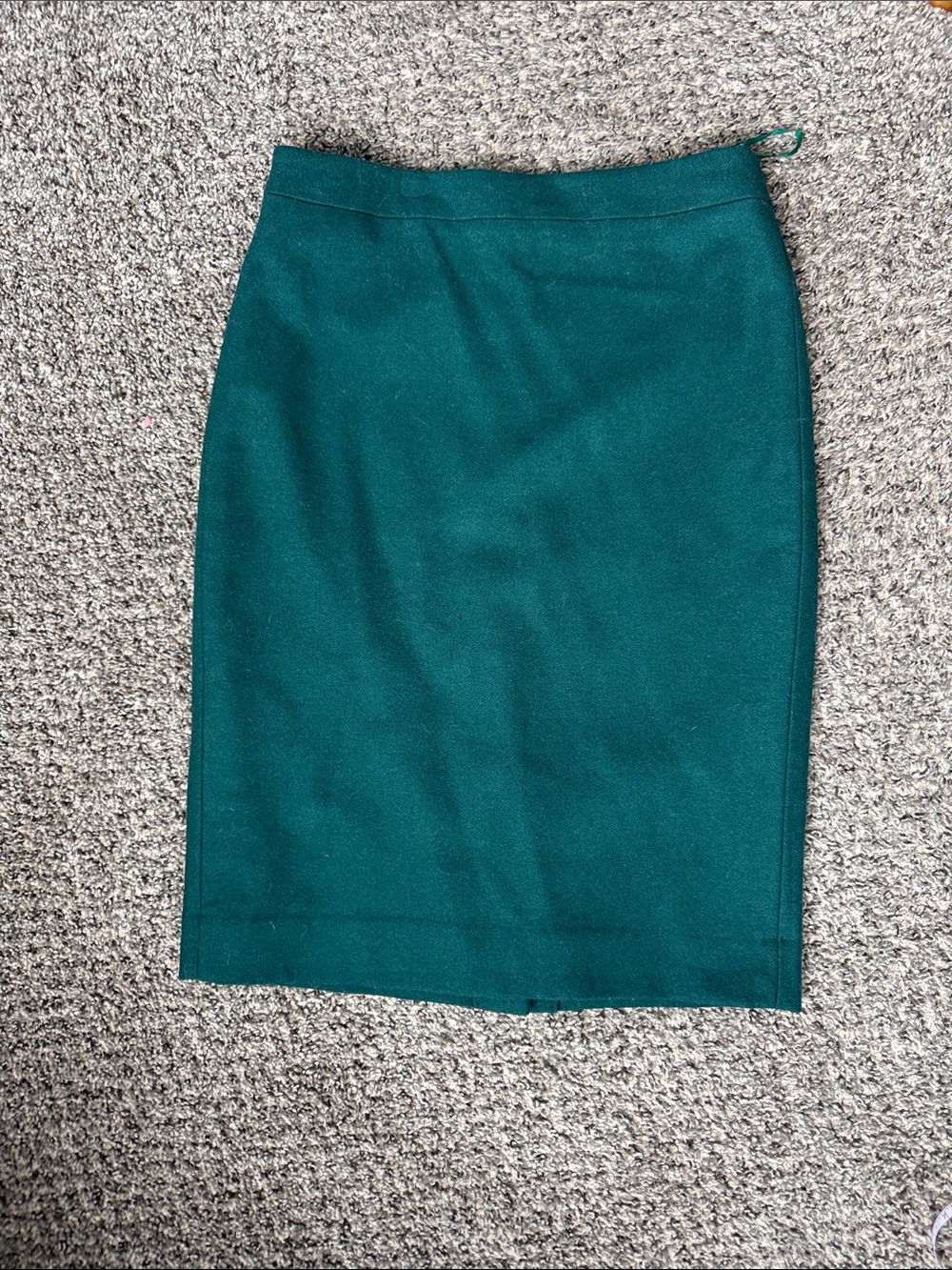 J. Crew Factory Wool Emerald Green Pencil Skirt